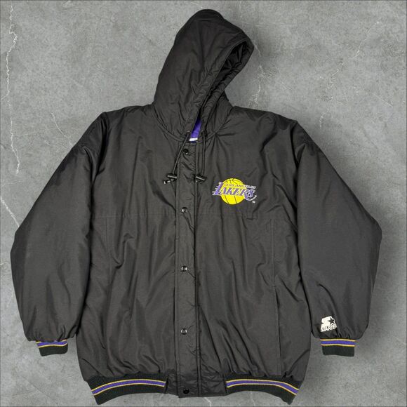 Vintage 80’s Quilted Starter Jacket NBA Los Angeles Spell Out Lakers NBA - XL - Picture 1 of 9